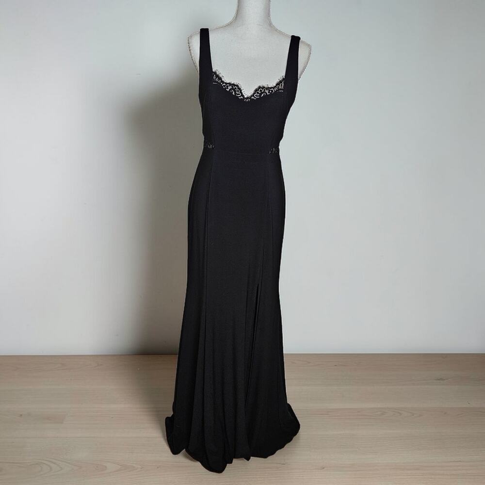 Xscape Womens Formal Evening Maxi Dress Sz 10 Sleeveless Lace Trim Romantic